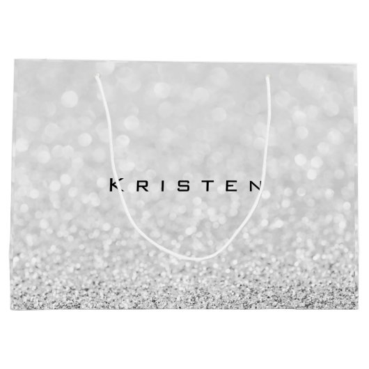 Gray Silver White Glitter Favor Gift Kristen Groot Cadeauzakje (Achterkant)