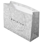 Gray Silver White Glitter Favor Gift Kristen Groot Cadeauzakje (Achterkant Gekanteld)