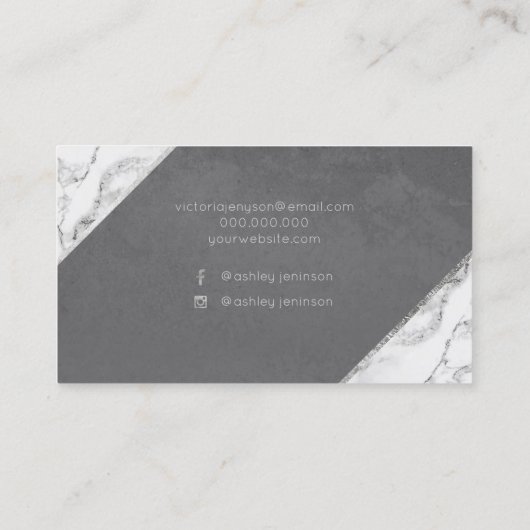 Gray Silver White marble esthetics typografie Visitekaartje (Achterkant)