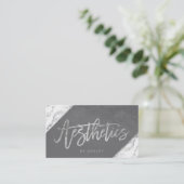 Gray Silver White marble esthetics typografie Visitekaartje (Staand voorkant)