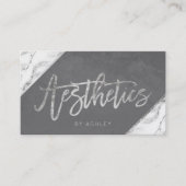Gray Silver White marble esthetics typografie Visitekaartje (Voorkant)