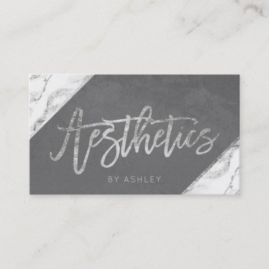 Gray Silver White marble esthetics typografie Visitekaartje (Voorkant)