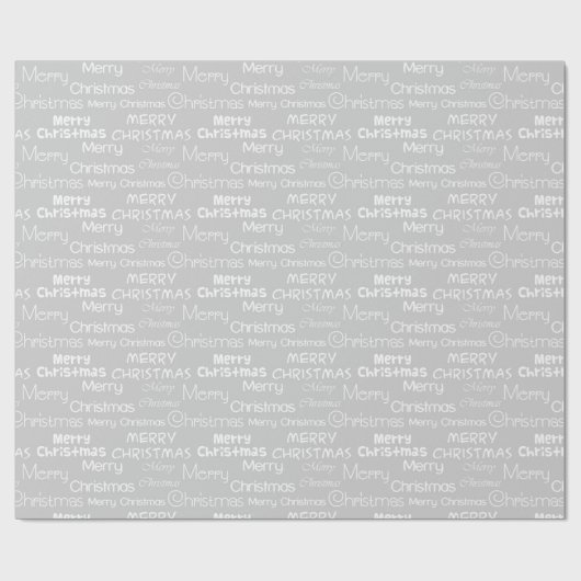 Gray Silver & White, prettig kerstpapier Cadeaupapier (Vlak)