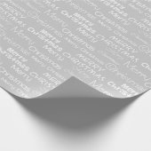 Gray Silver & White, prettig kerstpapier Cadeaupapier (Hoek)