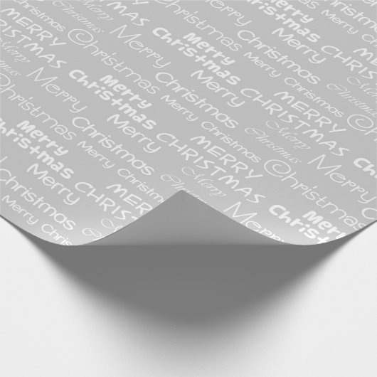 Gray Silver & White, prettig kerstpapier Cadeaupapier (Hoek)
