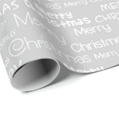 Gray Silver & White, prettig kerstpapier Cadeaupapier (Rol Hoek)