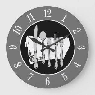 Gray Silverware Napkin Elegant Clock with Numbers Grote Klok