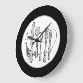 Gray Silverware White Napkin No Numbers Clock Grote Klok (Hoek)