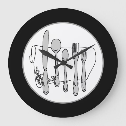 Gray Silverware White Napkin No Numbers Clock Grote Klok (Voorkant)