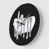 Gray Silverware White Napkin No Numbers Clock Grote Klok (Hoek)