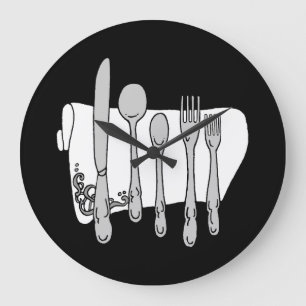 Gray Silverware White Napkin No Numbers Clock Grote Klok