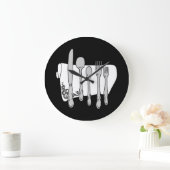 Gray Silverware White Napkin No Numbers Clock Grote Klok (Huis)