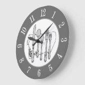 Gray Silverware White Napkin White Number on Grey Grote Klok (Hoek)