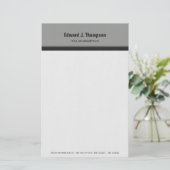 Gray Simple Border Briefpapier (Staand voorkant)
