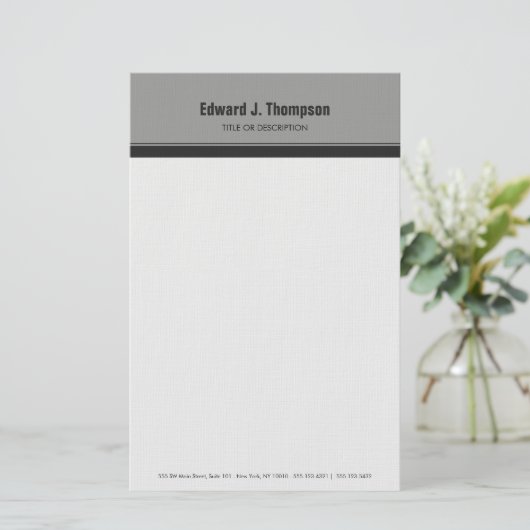 Gray Simple Border Briefpapier (Staand voorkant)