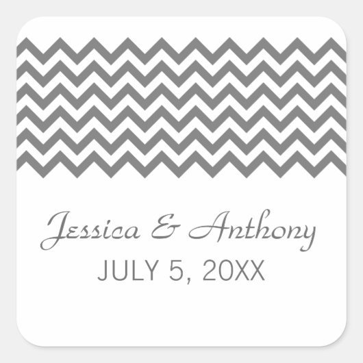 Gray Simple Chevron Wedding Stickers (Voorkant)