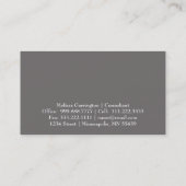 Gray Simple Circle Monogram Aangepaste Visitekaart Visitekaartje (Achterkant)