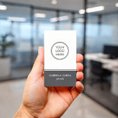 Gray Simple Generic Logo QR Code Visitekaartje