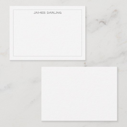 Gray Simple Modern Professional Thin Border Notitiekaartje (Voorkant / Achterkant)
