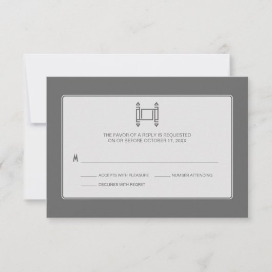 Gray Simple Torah Bar Mitzvah RSVP Kaartje (Voorkant)