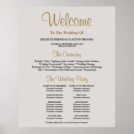 Gray Simple Wedding Ceremony Program Sign Poster