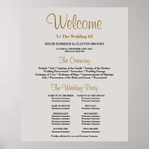 Gray Simple Wedding Ceremony Program Sign Poster