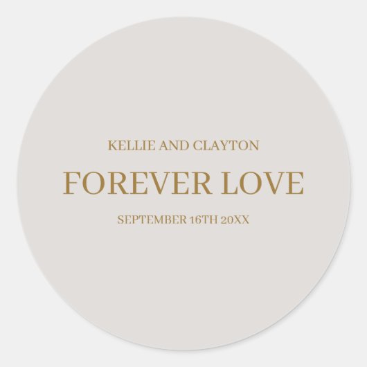 Gray Simple Wedding Classic Round Sticker (Voorkant)