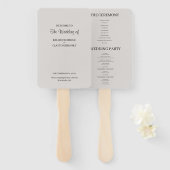 Gray Simple Wedding Program Hand Fan Handwaaier (Voorkant en achterkant)