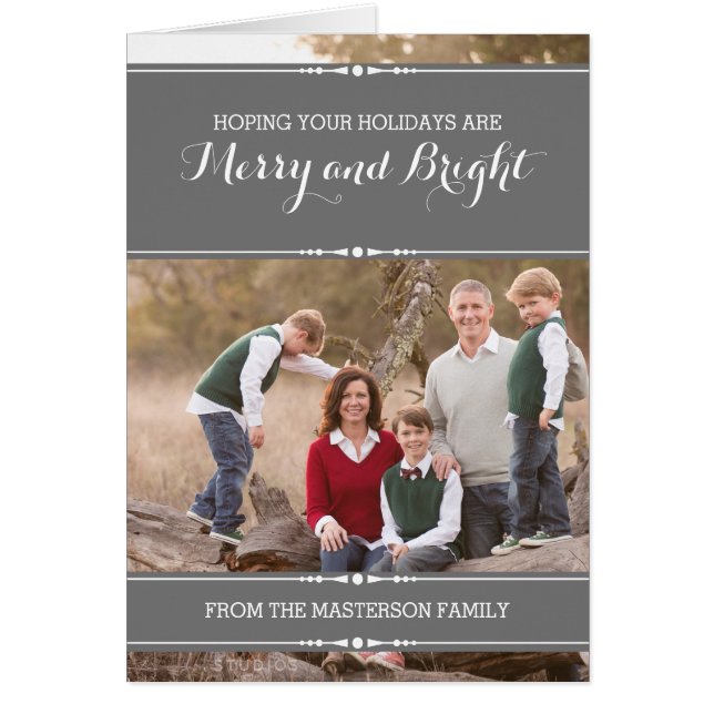 Gray Simply Chic Holiday-fotokaart (Voorkant)