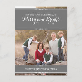 Gray Simply Chic Holiday Photo Briefkaart