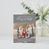 Gray Simply Chic Holiday Photo Briefkaart (Staand voorkant)