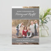 Gray Simply Chic Holiday Photo Flat Kaart (Staand voorkant)