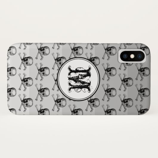 Gray Skull Halloween Persoonlijk Monogram Case-Mate iPhone Case (Achterkant (horizontaal))
