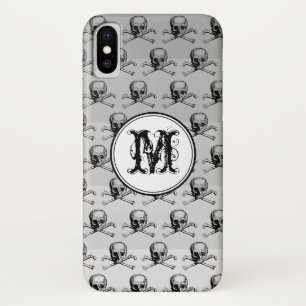 Gray Skull Halloween Persoonlijk Monogram Case-Mate iPhone Case