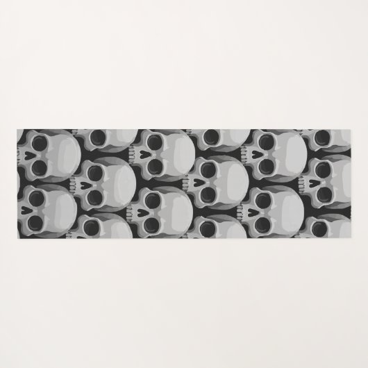 Gray Skull Pattern – Minimal Gothic Design Yogamat (Achterkant (horizontaal))