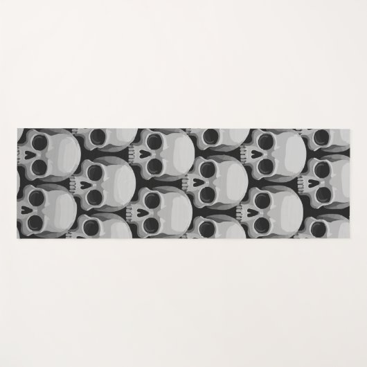 Gray Skull Pattern – Minimal Gothic Design Yogamat (Voorkant (horizontaal))