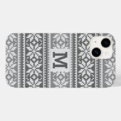 Gray Snowflake Faux Knit Sweater Pattern Monogram Case-Mate iPhone Case (Achterkant (horizontaal))