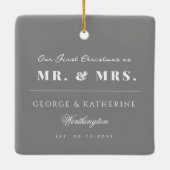 Gray Snowflakes Lijst Modern Holiday Weduwfoto Keramisch Ornament (Achterkant)