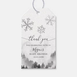 Gray Snowflakes Winter Wonderland Baby shower Cadeaulabel
