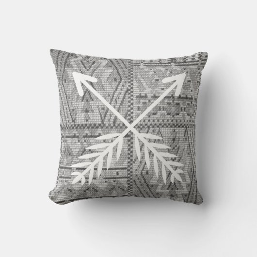 Gray Southwest Tribal Pattern Sierkussen (Voorkant)