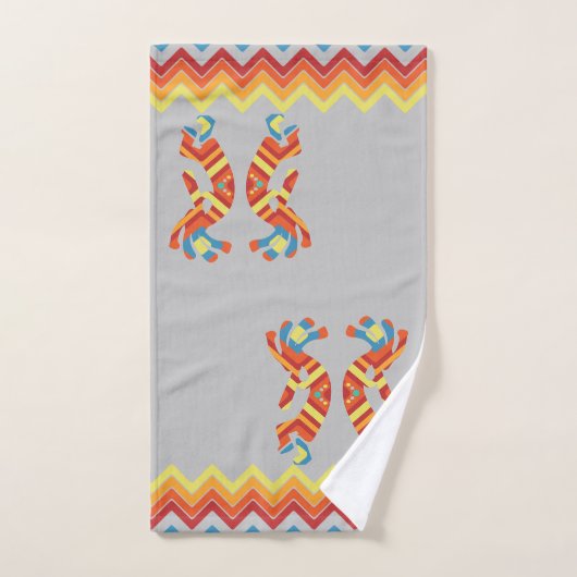 Gray Southwestern Kokopelli Bath Towel Set Bad Handdoek (Handdoek)
