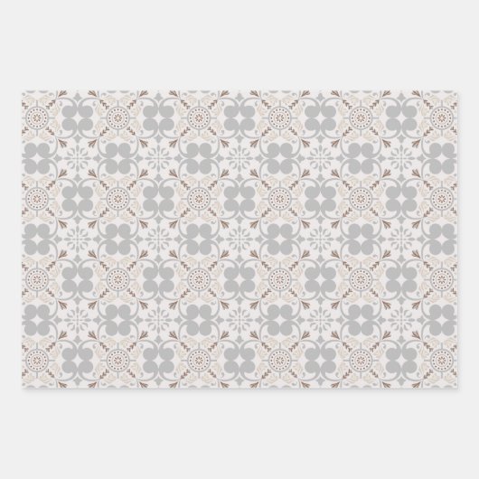 Gray Spanish Tile Pattern Inpakpapier Vel (Voorkant)