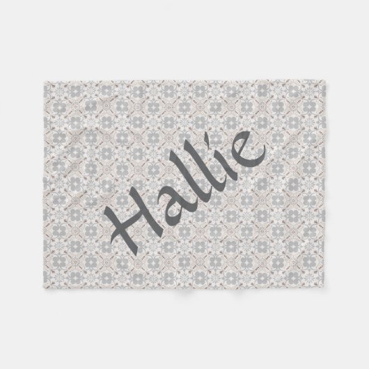 Gray Spanish Tile Personalized Dog Blanket Fleece Deken (Voorkant (Horizontaal))