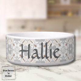Gray Spanish Tile Personalized Pet Bowl  Voerbakje