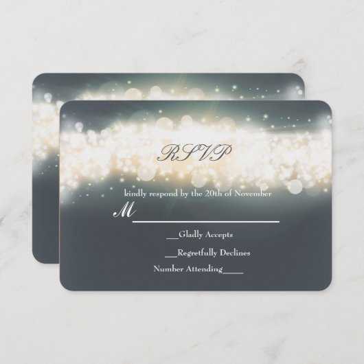 Gray Sparkle Light Blast Weddenschap RSVP-kaart RSVP Kaartje (Voorkant / Achterkant)