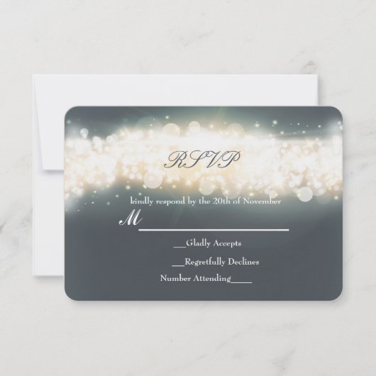 Gray Sparkle Light Blast Weddenschap RSVP-kaart RSVP Kaartje (Voorkant)