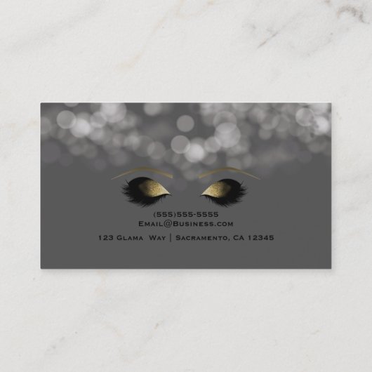 Gray Sparkle Lights Makeup Eyelashes Visitekaartje (Achterkant)