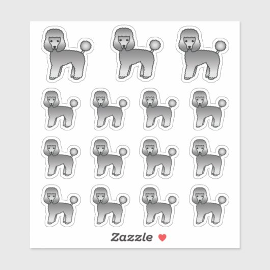 Gray Speelgoed Poodle Cute Cartoon Dogs Sticker (Vel)