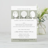 GRAY SPOON FORK COOKERY CLASS INVITE SJABLOON KAART (Staand voorkant)