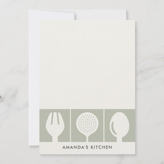 GRAY SPOON FORK COOKERY CLASS INVITE SJABLOON KAART (Achterkant)